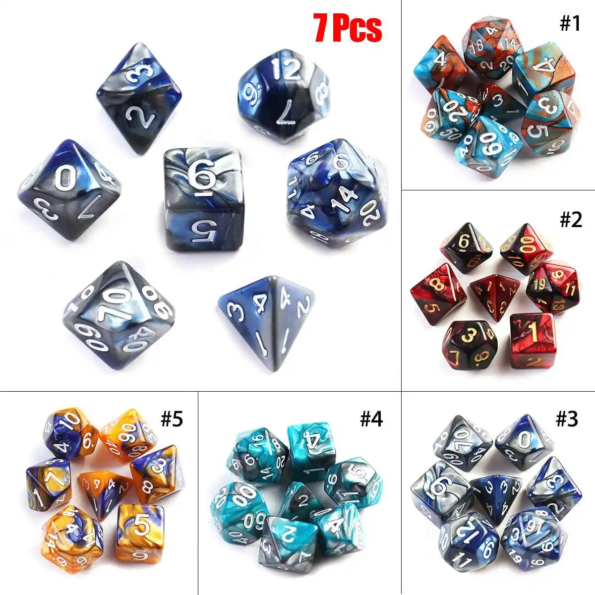 7 шт./компл. многогранные Multi кубика акриловые подарок для любителей игры TRPG 16x16x16 мм стол принадлежность для игр