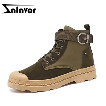 

ZALAVOR Fashion Ankle Boots Men Brand Metal Buckle Zipper Casual Lace Up Winter Autumn Shoes Men Oxford Footwear Size 39-44