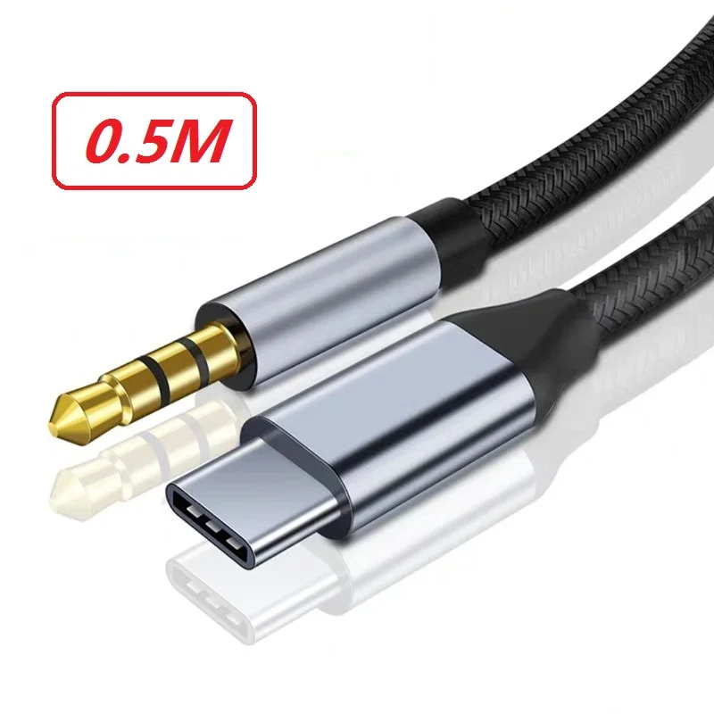 Тип c до 3,5 мм разъем для наушников 3,5 AUX USB C кабель для huawei P30 pro Xiaomi Mi 9 8 Oneplus 7 Аудио USB C адаптер AUX разъем - Цвет: Gray 0.5M