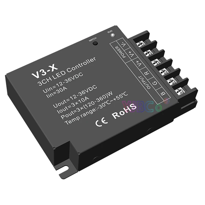 V3 X RGB/CCT/Затемнение 3 в 1 светодиодный контроллер 3CH * 10A DC12V 36V PWM канальный диммер для