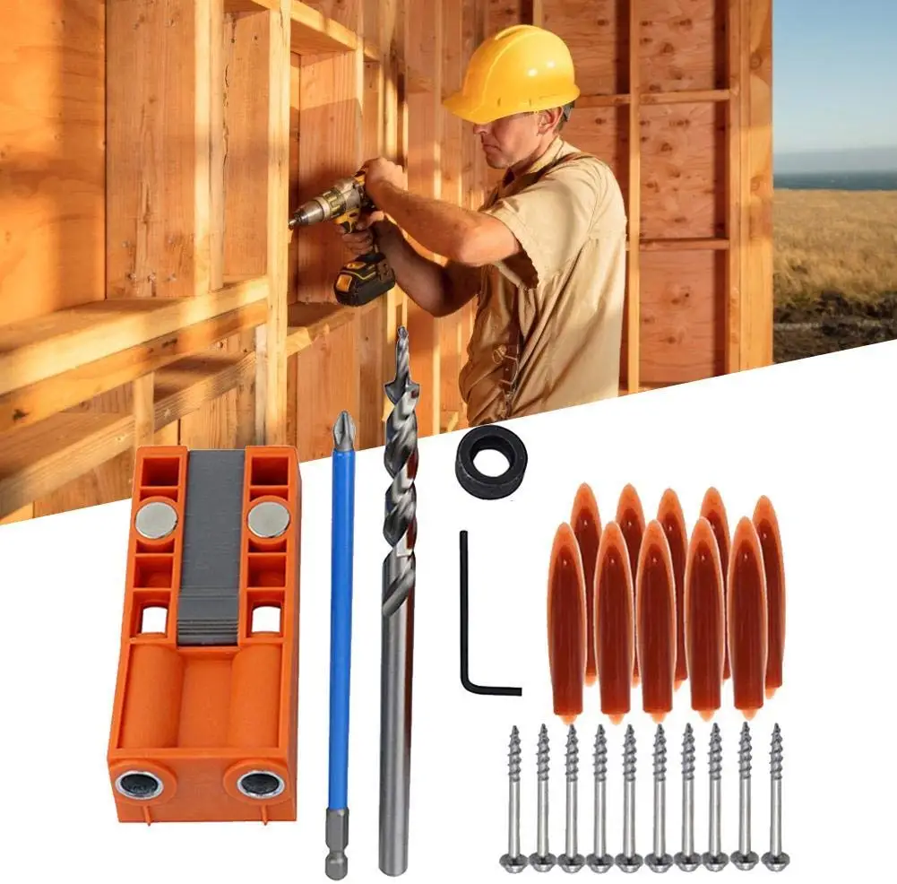 

25PCS Woodworking Inclined Hole Locator Positioning Drilling Tool Set Plastic Sheathed Slanted & Inclined Hole Locator Tool Set