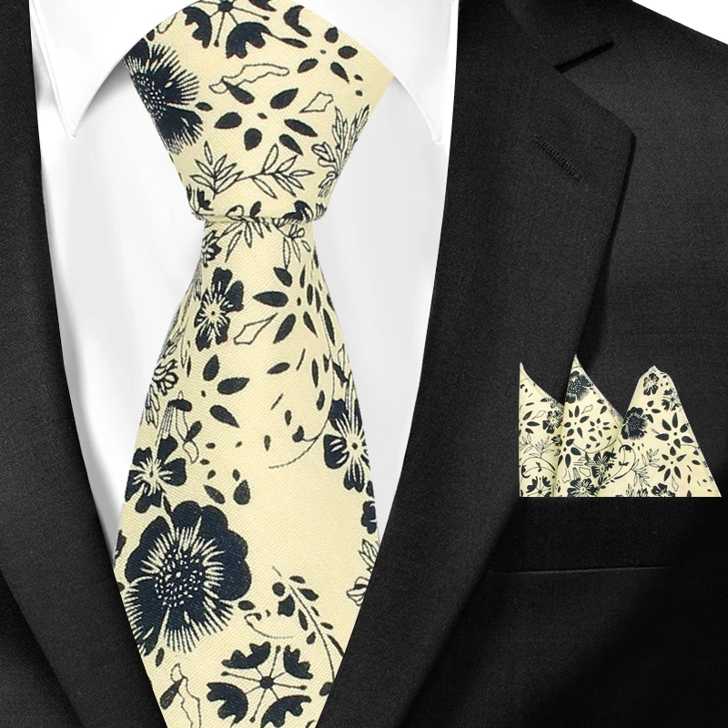 Новые повседневные Цветочные хлопковые галстуки и карманные Квадратные наборы цветочный принт тонкий галстук для мужчин s шеи галстук-платок 6 см тонкие галстуки