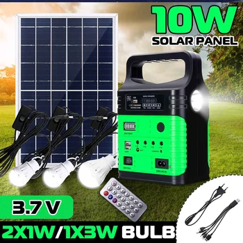 

10W Solar Power Panel Generator Portable Power Solar Generator LED Light with FM MP3 USB Charger 6V Solar Panel Home System