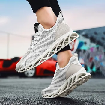 

Men's cushioning high-top blade sports shoes lace-up casual shoes breathable flying woven sports running shoes Zapatos Hombre
