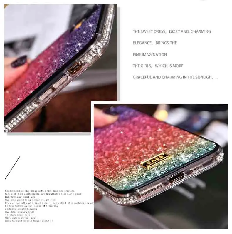 Rainbow sequins handmade luxury phone case for iphone XS Max X XR border side rhinestone 8 Plus 6 6S 7 | Мобильные телефоны и