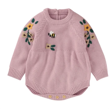 

Fall/Winter Newborn Baby Clothes Infant Boys and Girls Knitted Romper Long Sleeve Warm Comfortable Jumpsuit