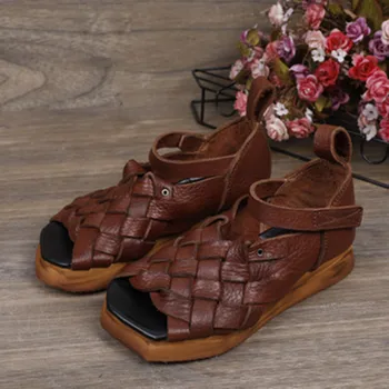 

Single shoes women 2020 new soft leather soft bottom comfortable round head leather shoes summer retro leather sandals women