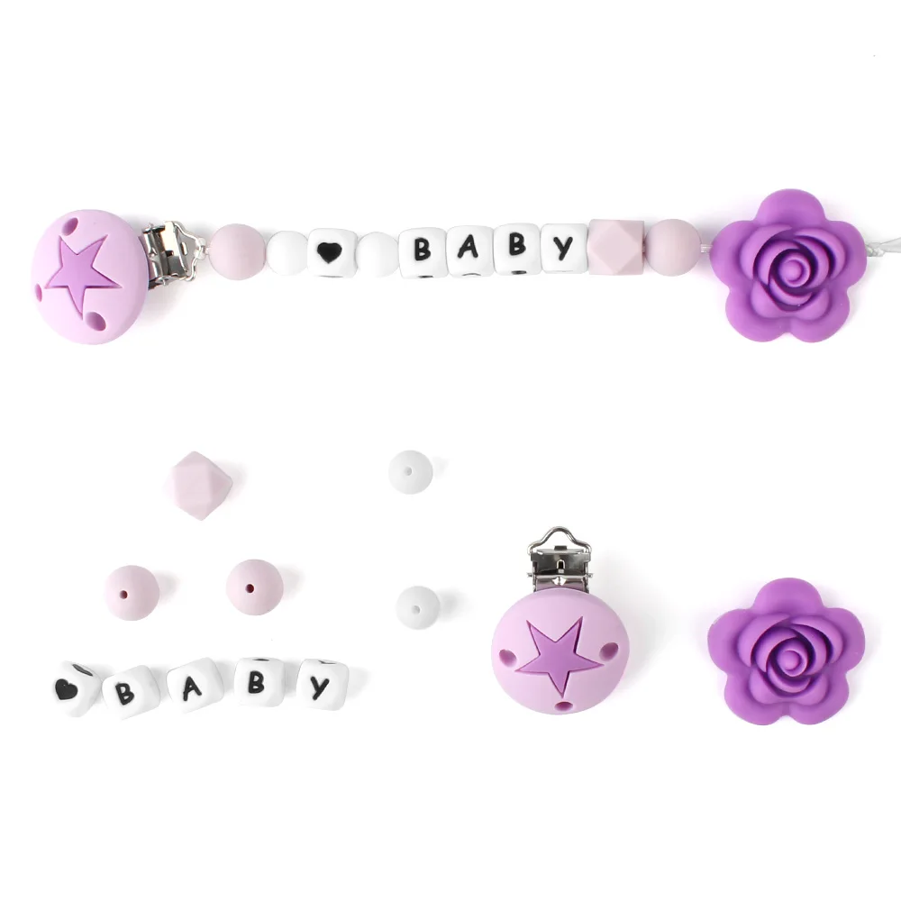 Keep & расти персонализированные имя детская пустышка на цепочке с прищепкой