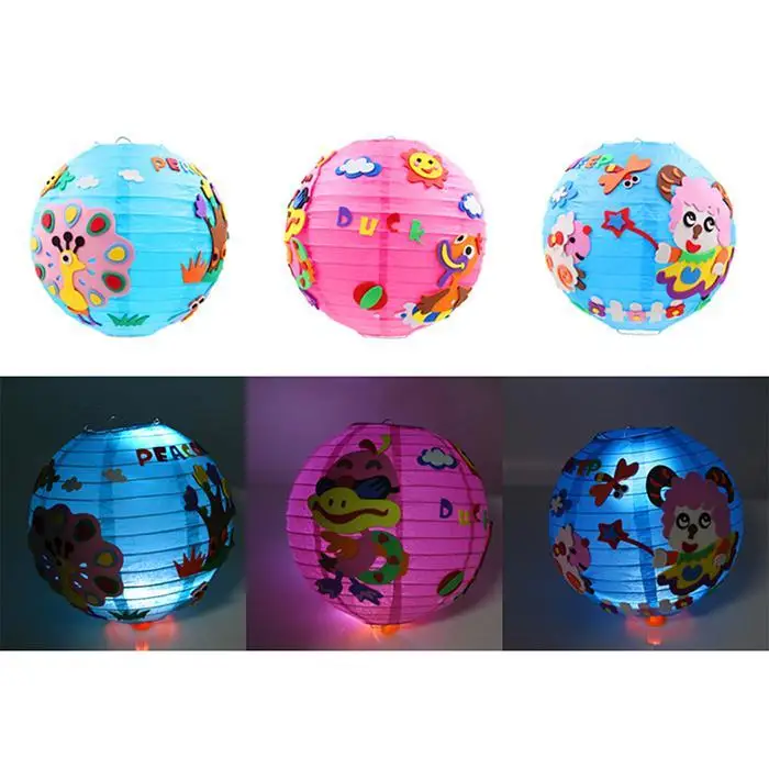 Lantern Festival Cartoon DIY Portable Illuminated Lantern multicolor Child Festival, Party Handmade