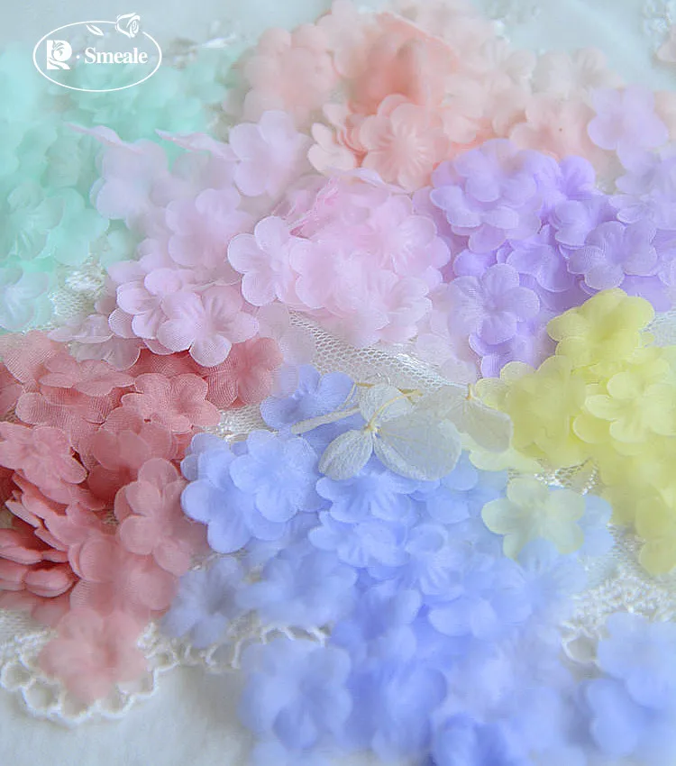 200PCS Multicolor DIY Handmade 3D Organza Flower Wedding Dress Veil Mini Flowers Baby Clothes Making Materials 1.5cm RS3067 | Дом и сад