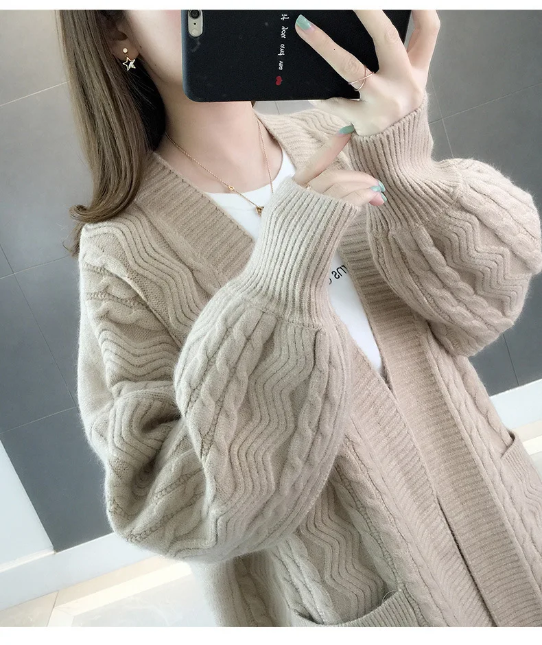 Spring And Autumn Women's Knit Cardigan Solid Color Wild Spring New Shirt Korean Version Of The Loose Sweater Women Coat