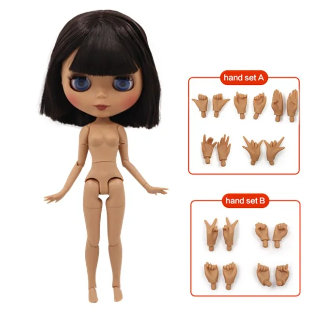 ICY 1/6 Blyth Кукла № 0312 каштановые волосы с белой/темной кожей Обнаженная кукла, индивидуальные матовое лицо соединение тела - Цвет: hand set  AB