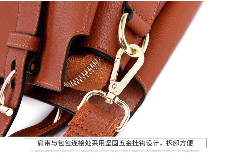new leather women's bag simple leather shoulder slung portable bucket tote bag