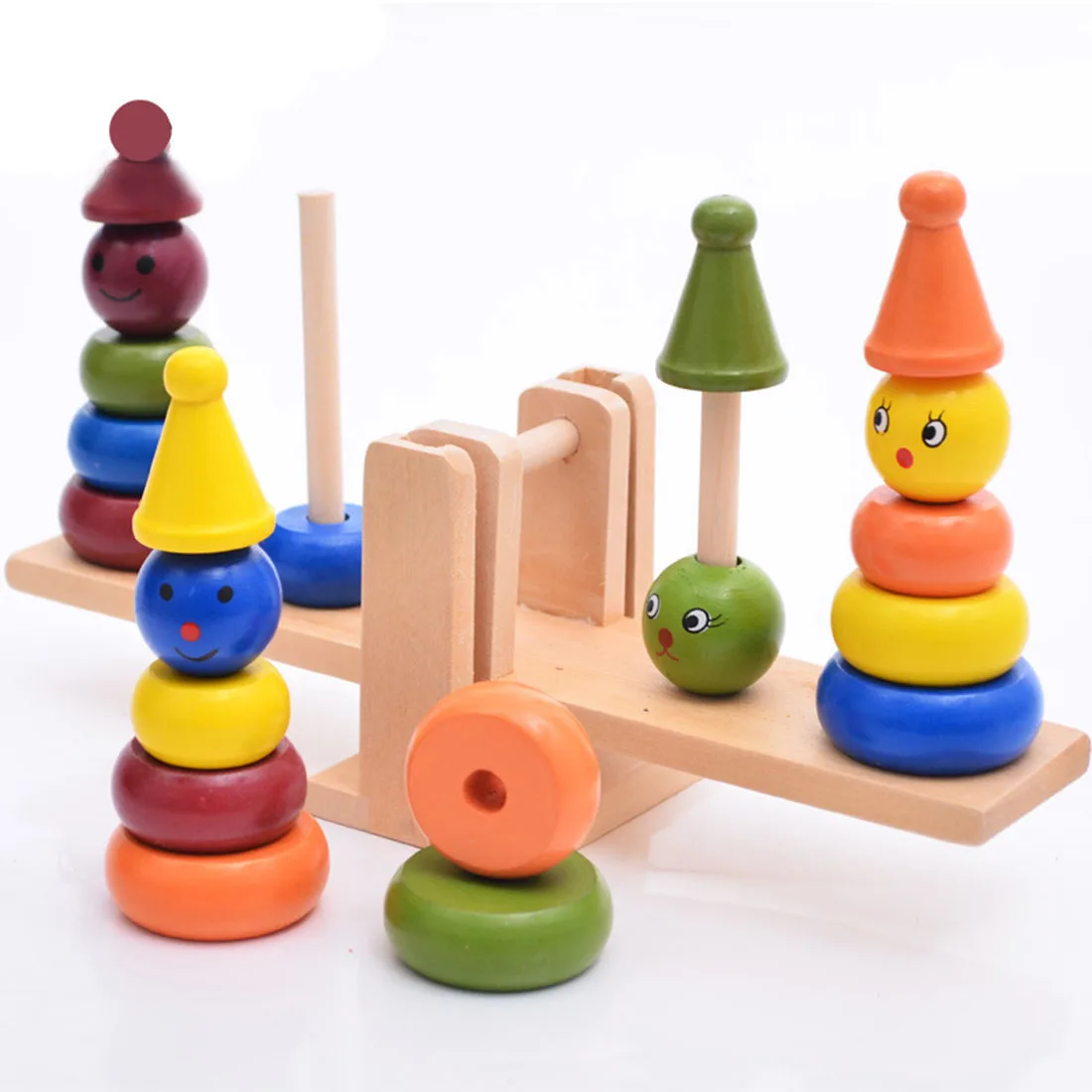 Детские деревянные клоун укладчик Балансировки Игры сортировка, гнездование и укладки игрушки для малышей и малышей