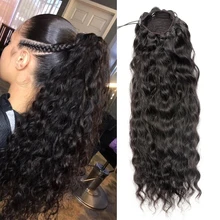 Aliballad – queue de cheval ondulée brésilienne naturelle Remy, 4 peignes, avec Clip Afro