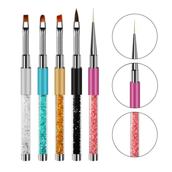 

5Pcs/Set UV Gel Brush Liner Painting Pen Acrylic Drawing Brush for Nails Gradient Rhinestone Handle Professional Nail Art Tools