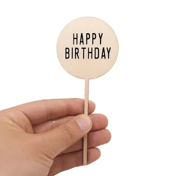 

10pcs Happy Birthday Wood Cake Topper Party Decoration Birthday Cupcake Toppers for Home Birthday Party Supplies
