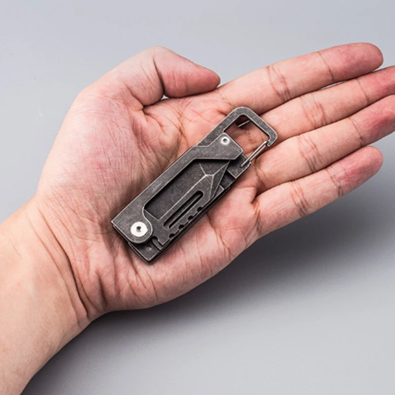 A187 Многофункциональный индивидуальный тактический EDC распаковочный инструмент ключ открывалка подвесная Пряжка отвертка портативный нож - Цвет: Черный