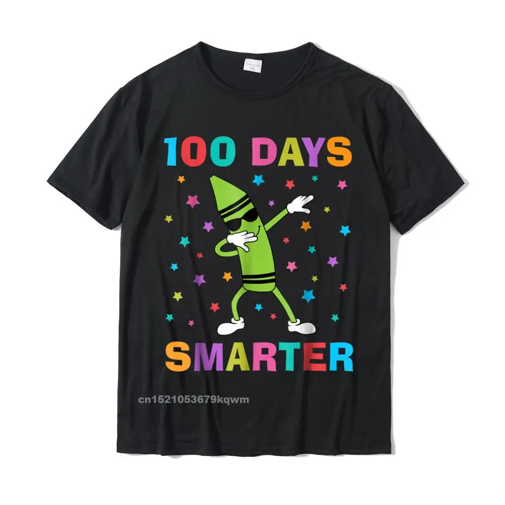 Personalized 2021 Short Sleeve Simple Style T Shirt All Cotton Round Collar Men's Tops T Shirt Print T-shirts Summer 100 Days Smarter 100th Day of School Dabbing Crayon T-Shirt__4645 black