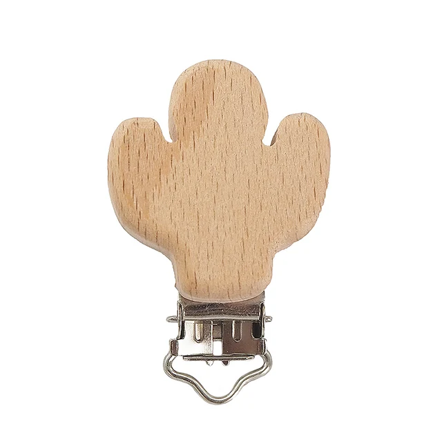 Chenkai 50PCS Wooden Bear Flower Car Heart Bird Elephant Round Star Clips BPA Free For DIY Baby Nature Pacifier    Chain Gifts Cactus