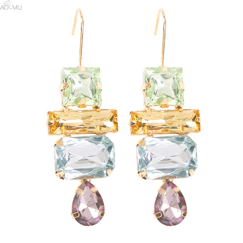 

AOMU 2019 Transparent Crystal Waterdrop Long Tassel Drop Dangle Earrings for Women Girls Party Vacation Gift Pendient Wholesale