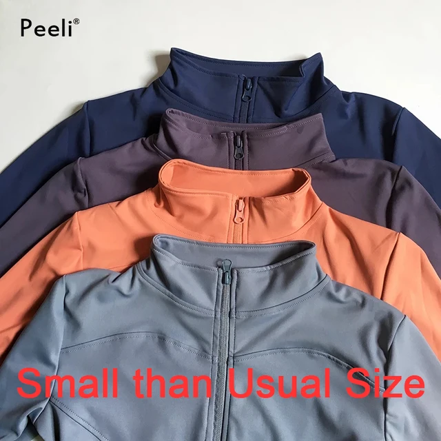 Peeli Long Sleeve Sports Jacket Women Zip Fitness Yoga Shirt Winter Warm Gym Top Activewear Running