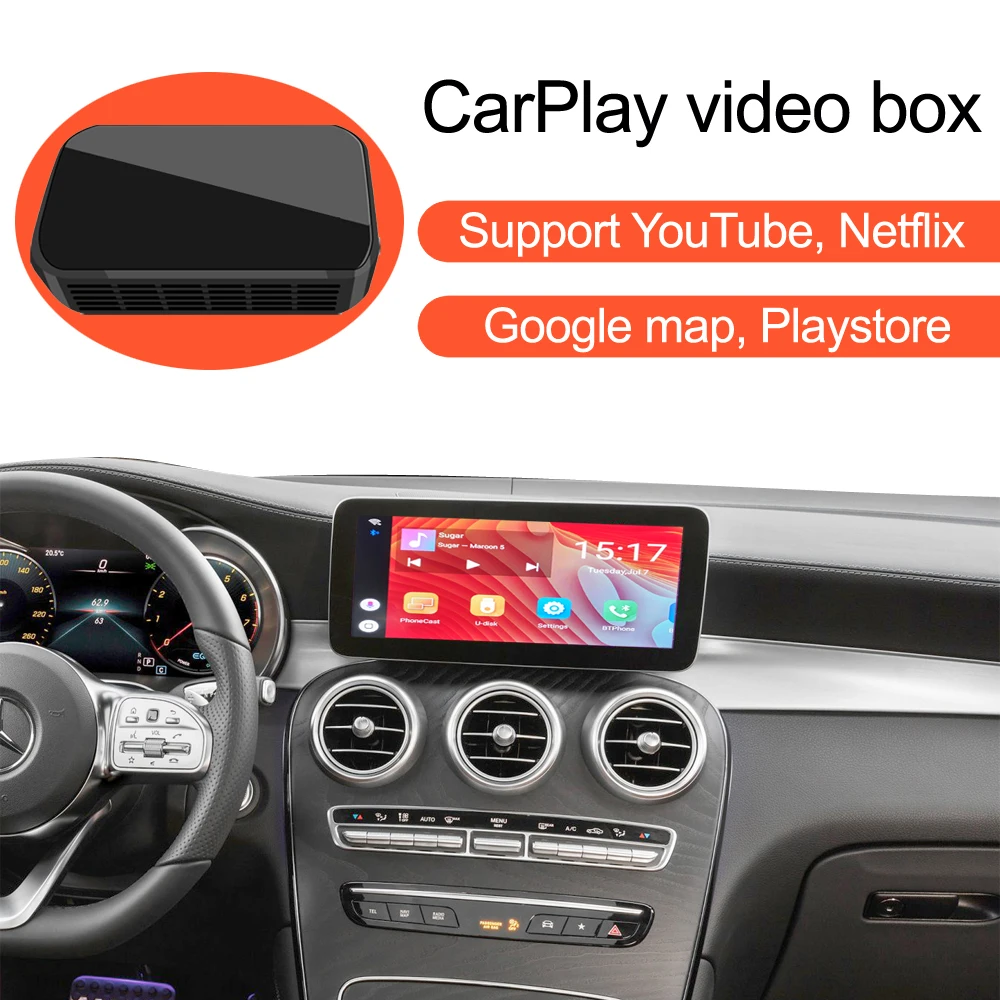 Автомобиль Apple CarPlay YouTube Netlix видео Bluetooth GPS навигация AI Box для Mercedes Benz C-Class W205 GLC 2019-2020