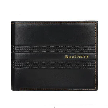 

Luxury men's wallet short Korean thin multi-card embossed coin purse simple baellerry open PU leather soft wallet