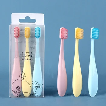 

Soft Bristle Toothbrush For Children Macaron Super Fine Soft Hair Dental Care Cleaning 2-6 Year Old Baby Toothbrush Set 3Pcs/Set
