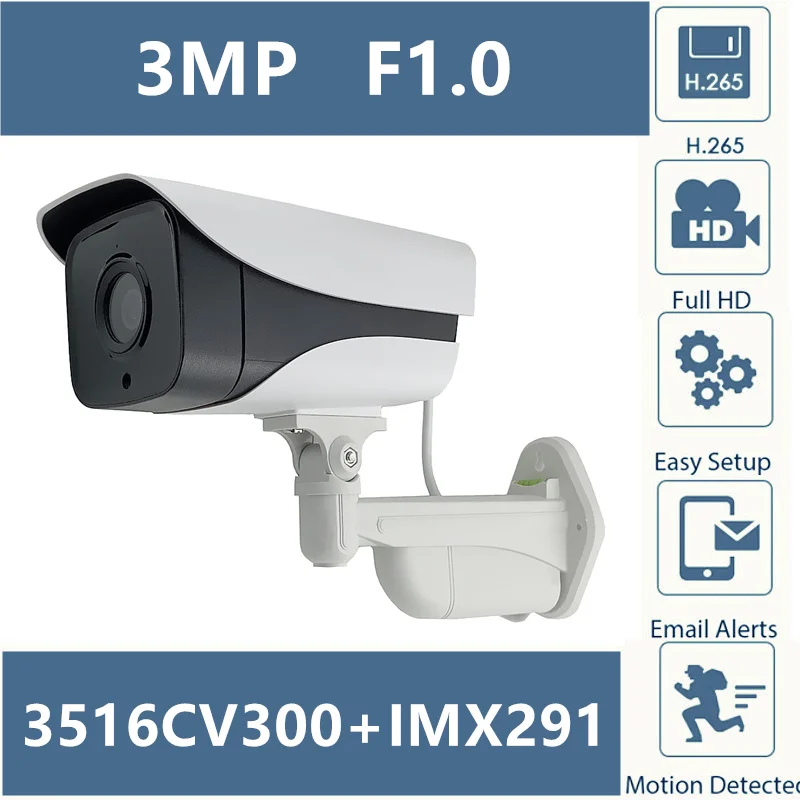 F1.0 объектив StarLight Низкое освещение Sony IMX291 + 3516C H.265 1080P/3MP IP камера IP66