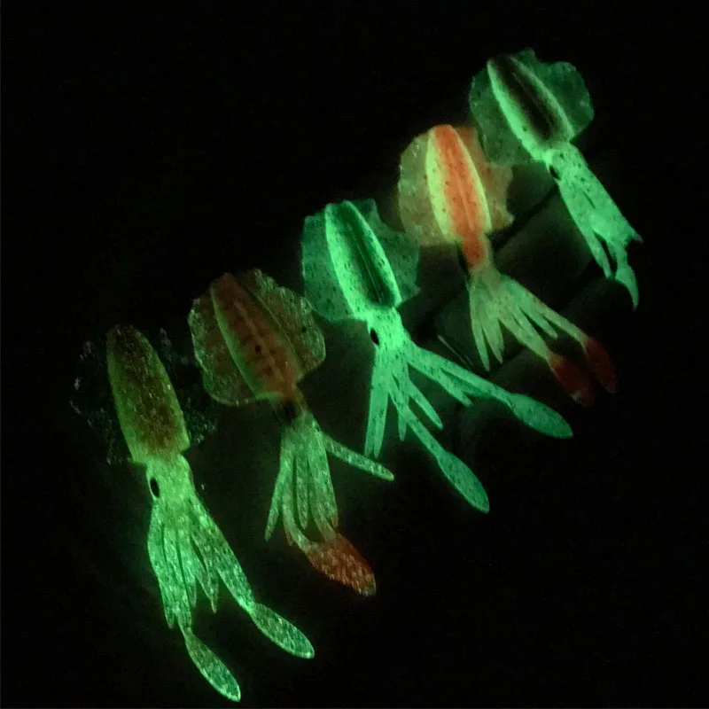 OBSESSION Fishing Soft Squid Lure 7cm 2g 1cps 4pcs bag Luminous UV Squid Jigs For Sea Fishing Wobbler Bait Fishing accessories