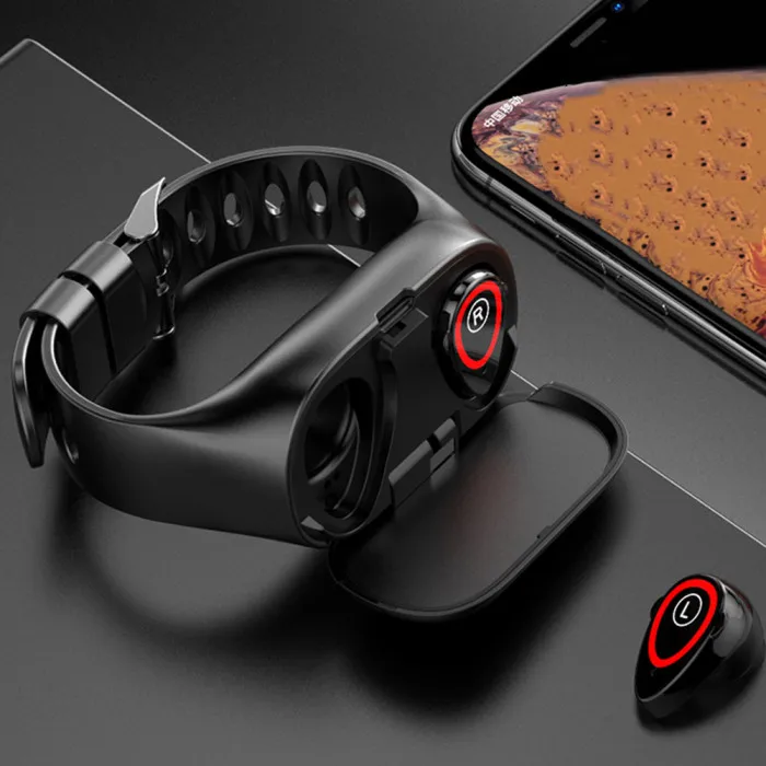 Горячая Смарт часы цветной экран браслет двойной Bluetooth с стерео наушник Смарт часы