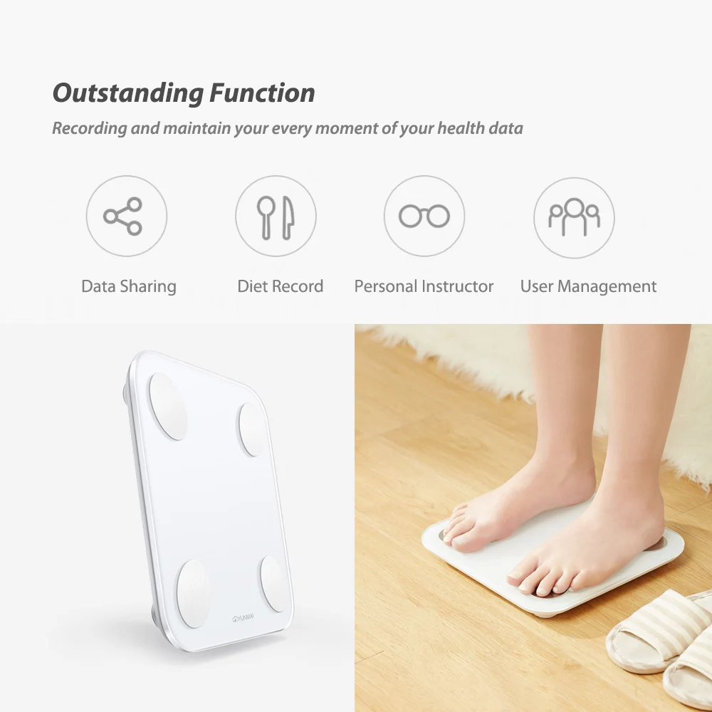 Xiaomi YUNMAI Mini 2 Смарт весы для тела баланс жира Вес весы приложение Управление светодиодный цифровой дисплей большие ноги Pad тело жир BMR тест
