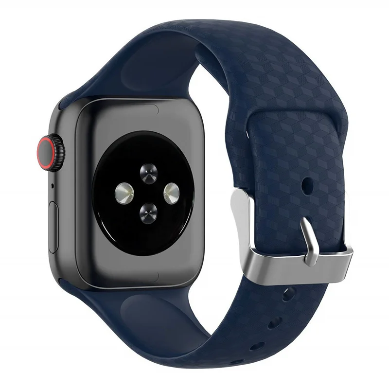 3D текстура ремешок для apple watch 5 4 полосным correa apple watch 44 мм 40 мм, 42 мм, 38 мм, спортивный силиконовых наручных часов iwatch, 5 4 3 2 1 браслет - Цвет ремешка: Navy Blue