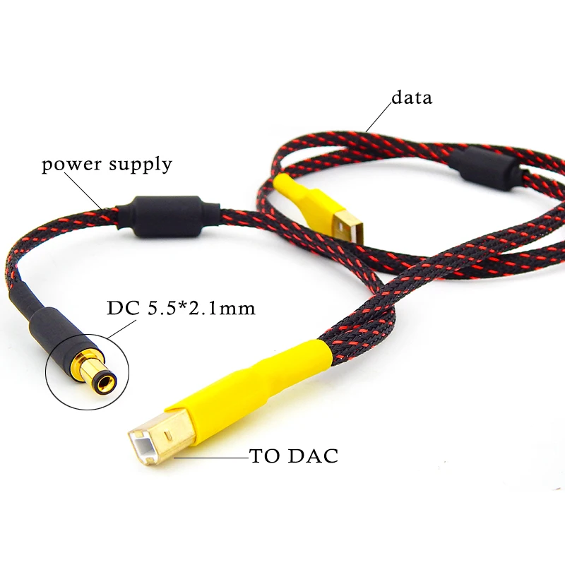하이엔드 DAC (전원/신호) 분리 증폭기 USB 케이블, USB-A USB-B DC 플러그, USB-B 독립 전원 공급 장치, 5.5x2.1mm