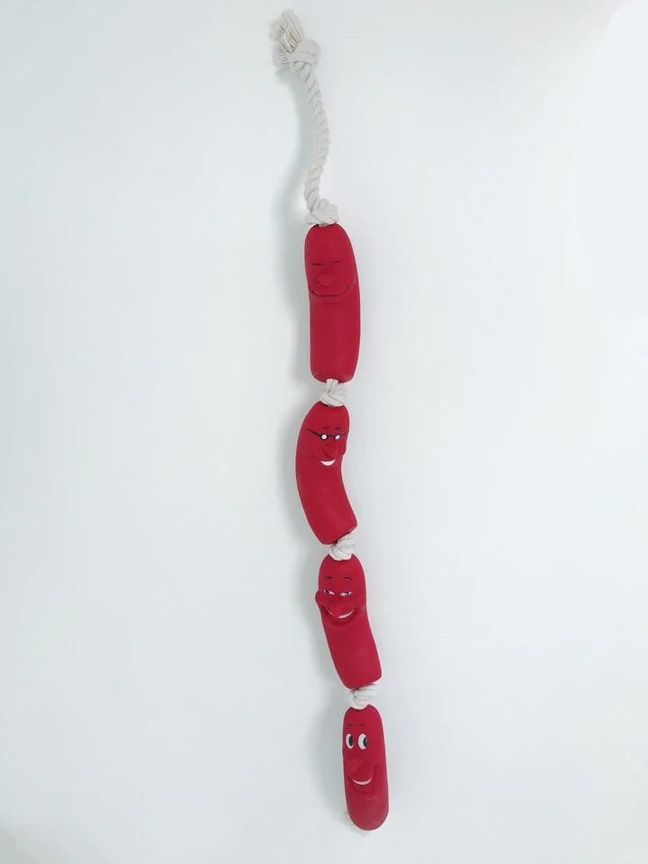 sausages on a rope dog toy