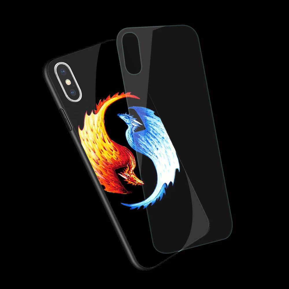 EWAU Yin Yang китайский чехол из закаленного стекла для iPhone 5 5S SE 6 6s 7 8 plus X XR XS 11 pro Max