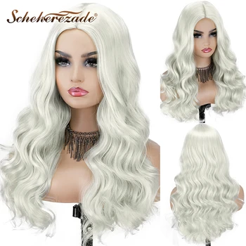 

Scheherezade Ash Platinum Blonde Long Wave Synthetic Wigs For Women None Lace Cosplay Wigs High Temperature Fiber