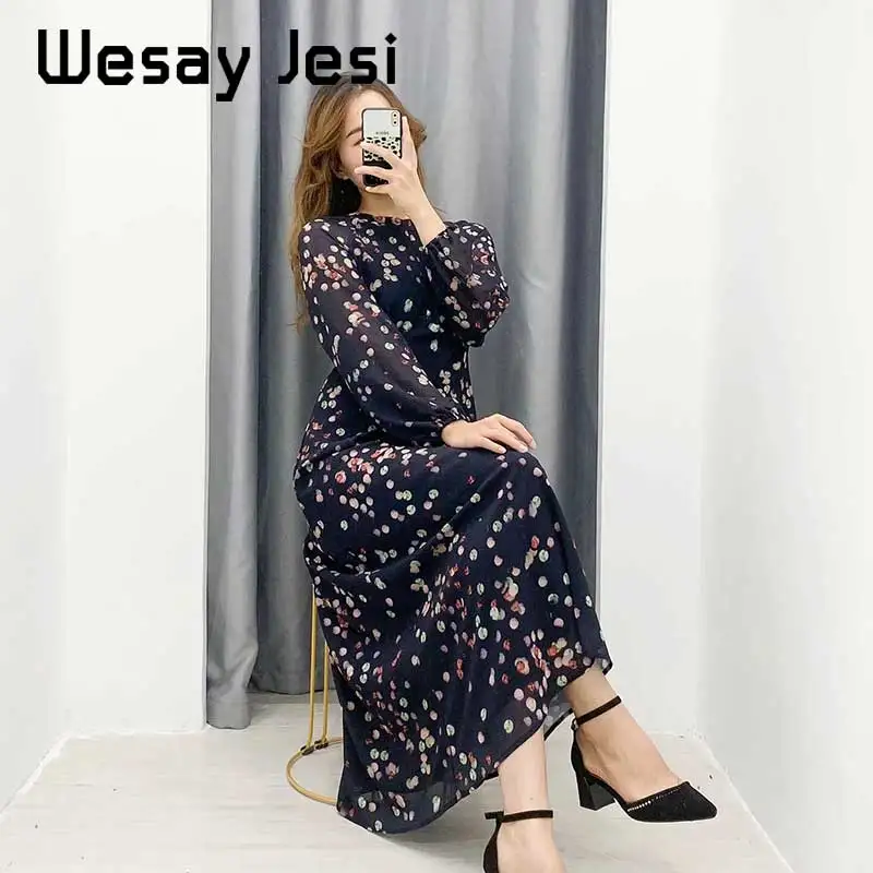 Осеннее женское платье, английский элегантный принт, длинный рукав, vestidos de fiesta de noche, макси платье для вечеринки, женское