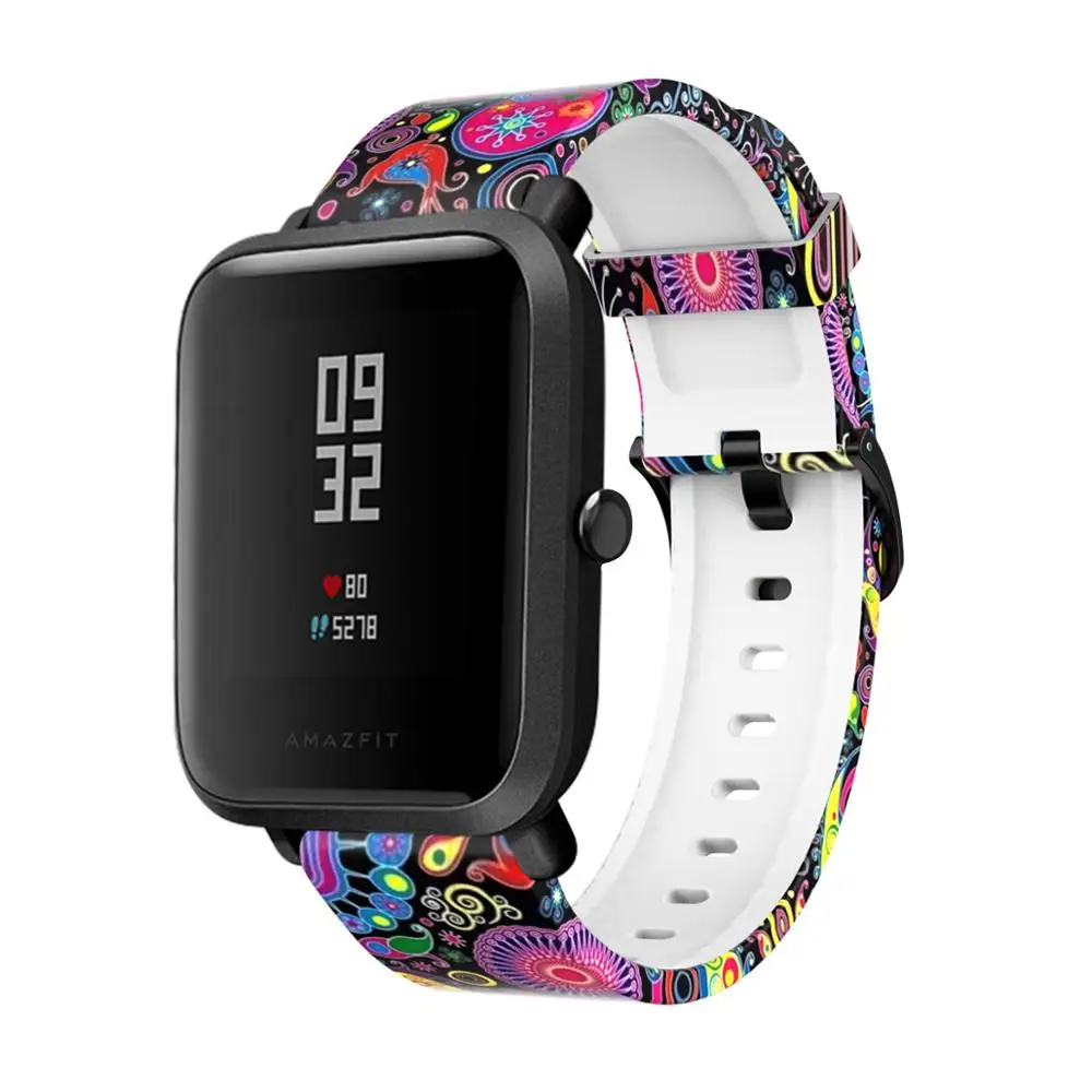 BOORUI Amazfit Bip ремень и amazfit bip чехол correa amazfit bip Силиконовые серьги 20 мм ремешок с модными цветами