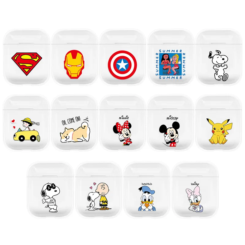 Новый мультфильм прозрачный ПК сумка для наушников защитная коробка Apple airpods 1 2