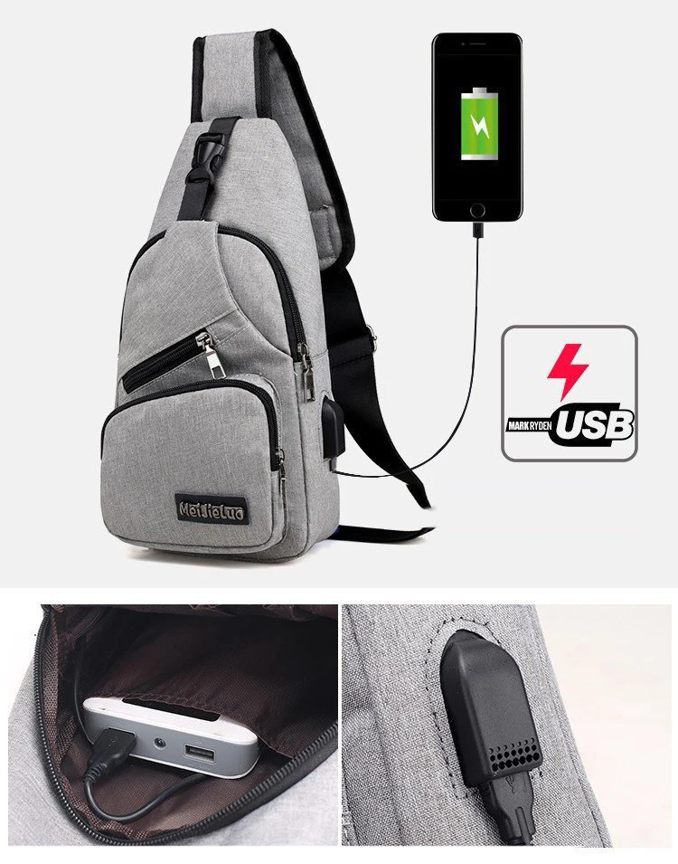 Мужские сумки через плечо, зарядка через usb, сумки через плечо, Мужская Противоугонная нагрудная сумка, школьная Повседневная Летняя короткая походная сумка-мессенджер