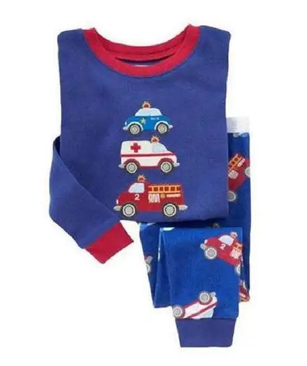 В розницу! Последняя мода для девочек детская одежда с рисунком из мультфильма пижамы хлопок От 2 до 7 лет для мальчиков, пижама, детская одежда для сна комплект одежды для детей - Цвет: Тёмно-синий