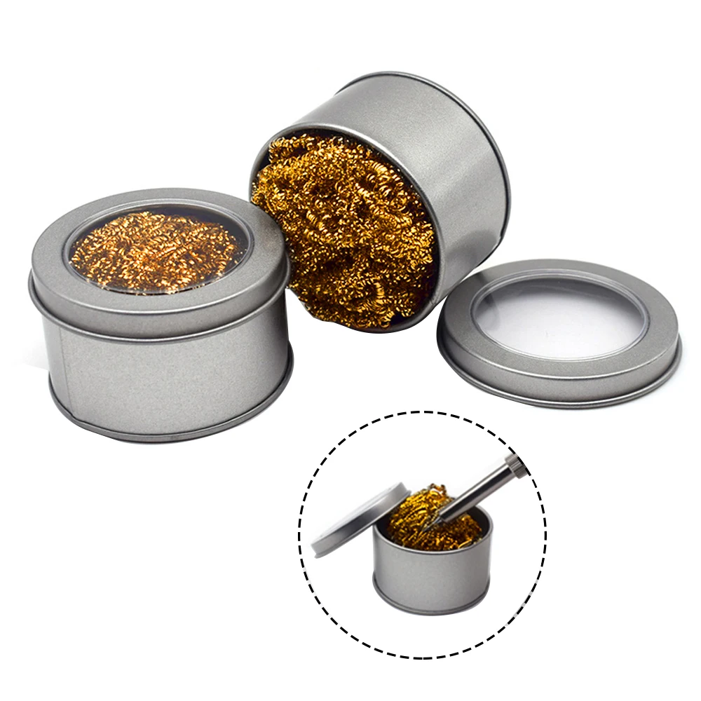 Lead-Free Cleaner Ball Cleaning Ball Desoldering Soldering Iron Mesh Filter Cleaning Nozzle Tip Copper Wire Half Metal Dross Box best soldering iron