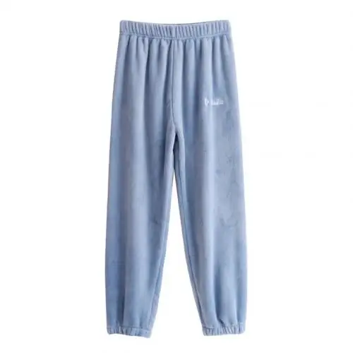 Light Blue Осенне-зимние женские домашние штаны-фонарики, фланелевые теплые свободные повседневные штаны большого размера, штаны для сна - Цвет: Light Blue