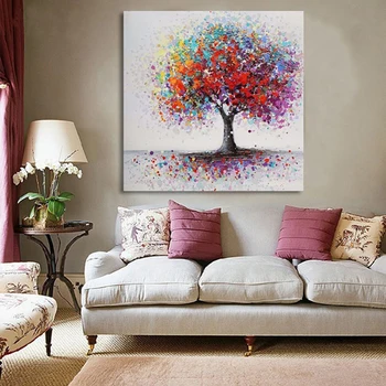 

Colorful Abstract Trees Landscape Oil Paintings on Canvas Prints and Posters Cuadros Wall Art Picture for Living Room Home Decor