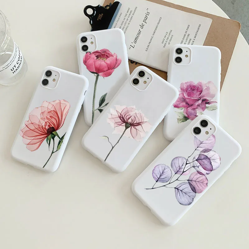 Phone Case For iPhone SE 2020 6s 6 7 8 Plus 5 5s Flower Florals Back Cover 12 Mini 11 Pro X XS Max XR Silicone Shell | Мобильные