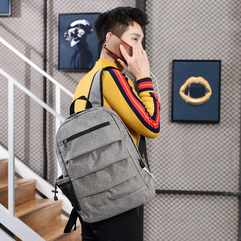 

2019 Creative New Style Oxford Cloth Men's Bag Backpack USB Backpack Outdoor Middle School Students School Bag Cross Border