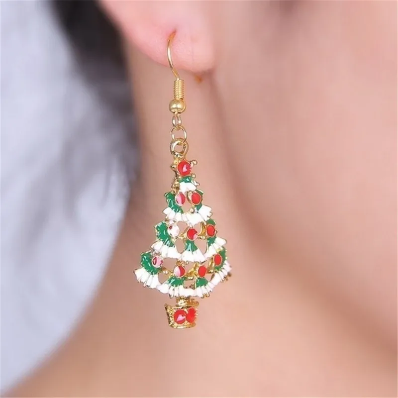 

Christmas Earrings Zinc Alloy Festival Ornaments Christmas Tree Earrings For Women Girls Metal Stud Earring Fashion Gift 1 Pair