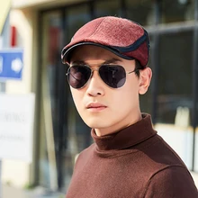 Регулируемый Открытый кнопки трикотажные повседневные береты шапки джентльмен подарок теплый плоский таксиста моды мужчин шляпа среднего возраста